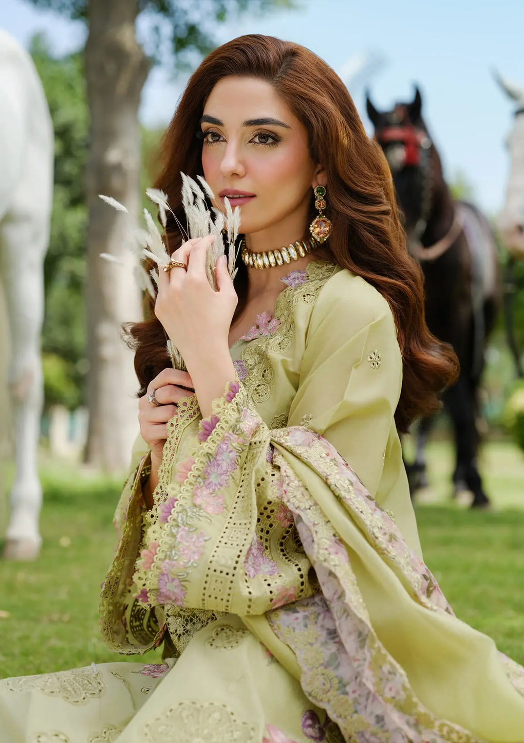 Elaf Premium | Luxury Lawn 25 | ELH-1A PISTACIA - Official Elaf Premium stockist in UK - Sakeena London
