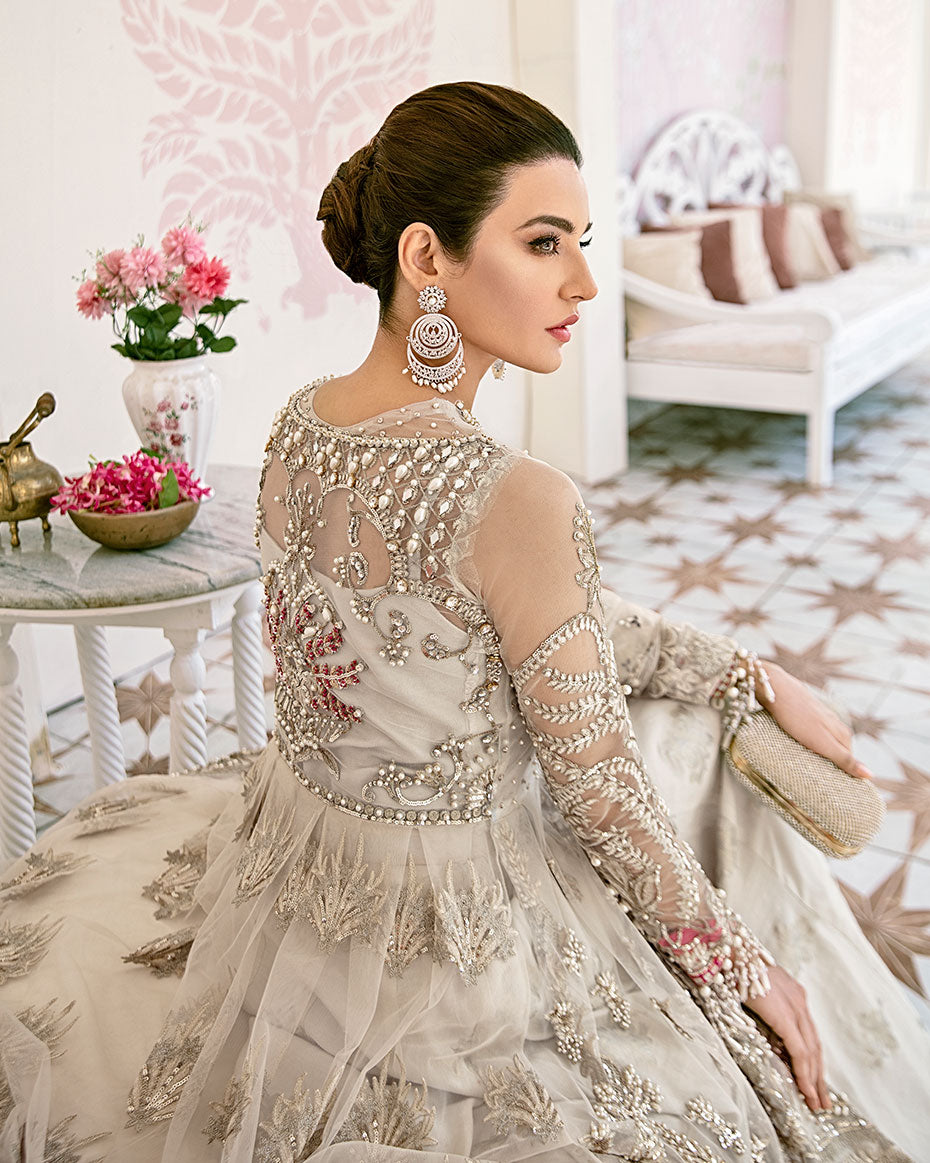 Gulaal | Wedding Formals | Jeune Embroidered Net 3-Piece Suit WS-02 - Official Gulaal stockist in UK - Sakeena London