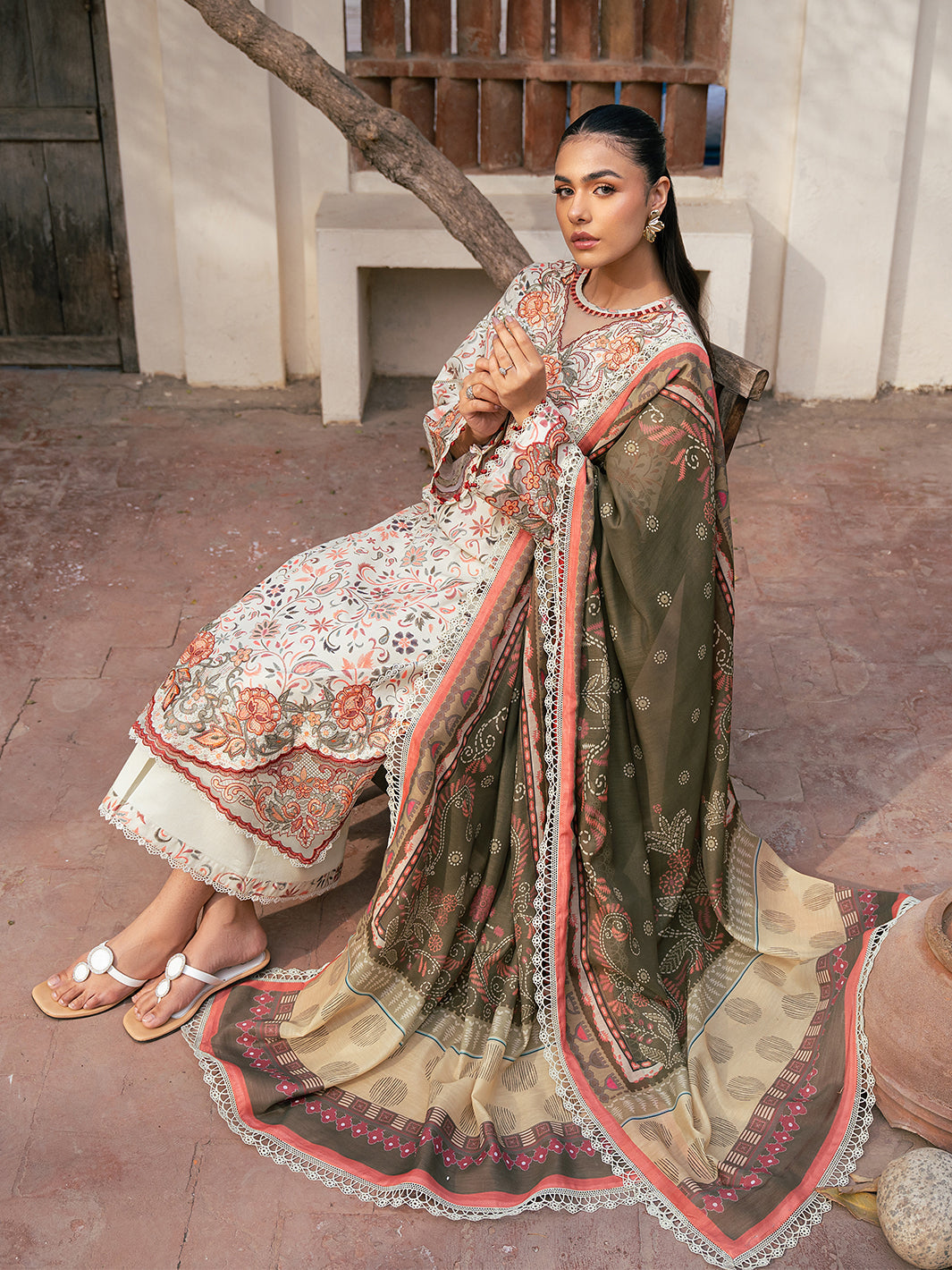 Bin Ilyas | Hazel Printed Lawn 25 | 2073 - A - Official Bin Ilyas stockist in UK - Sakeena London