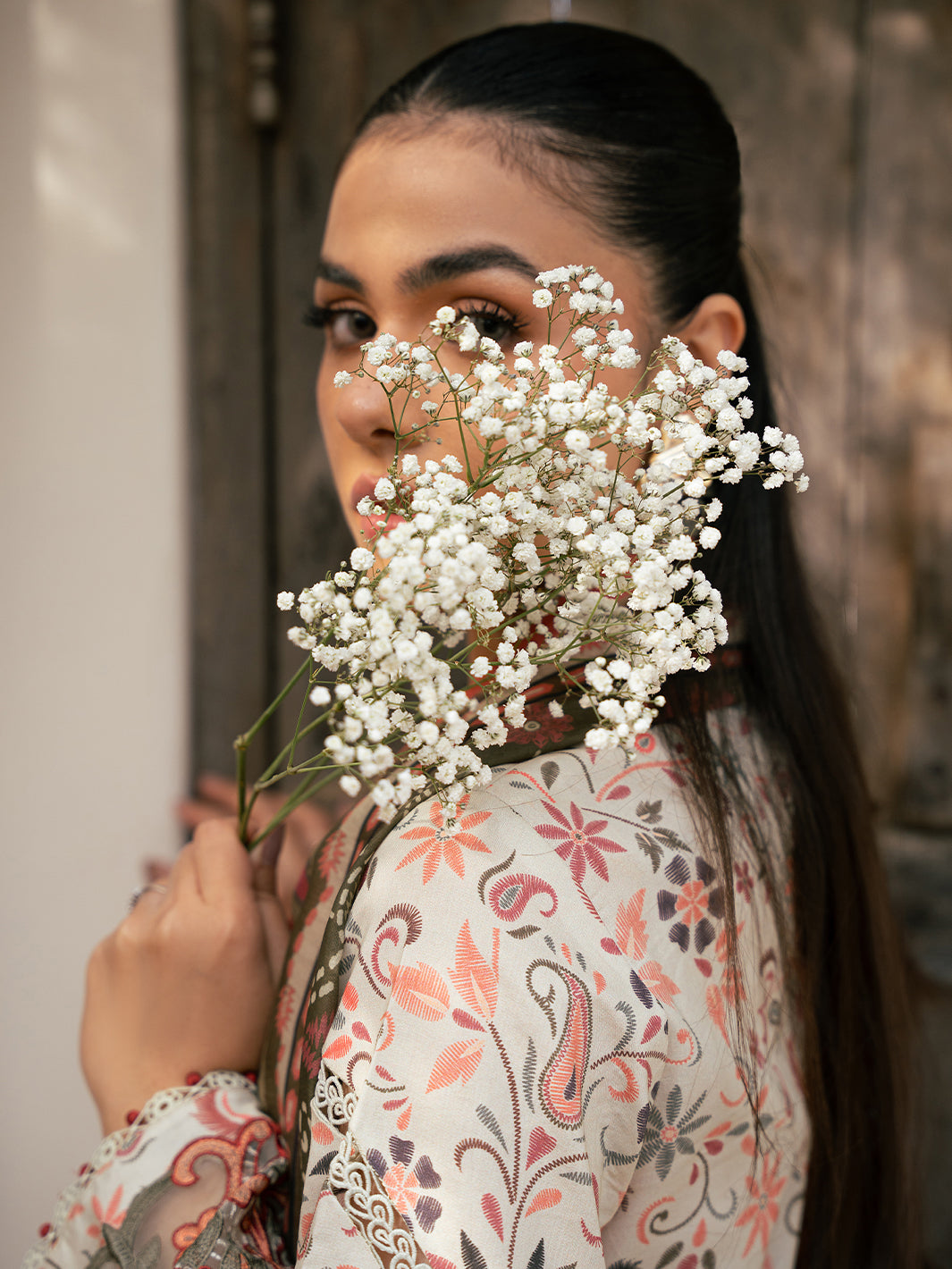 Bin Ilyas | Hazel Printed Lawn 25 | 2073 - A - Official Bin Ilyas stockist in UK - Sakeena London