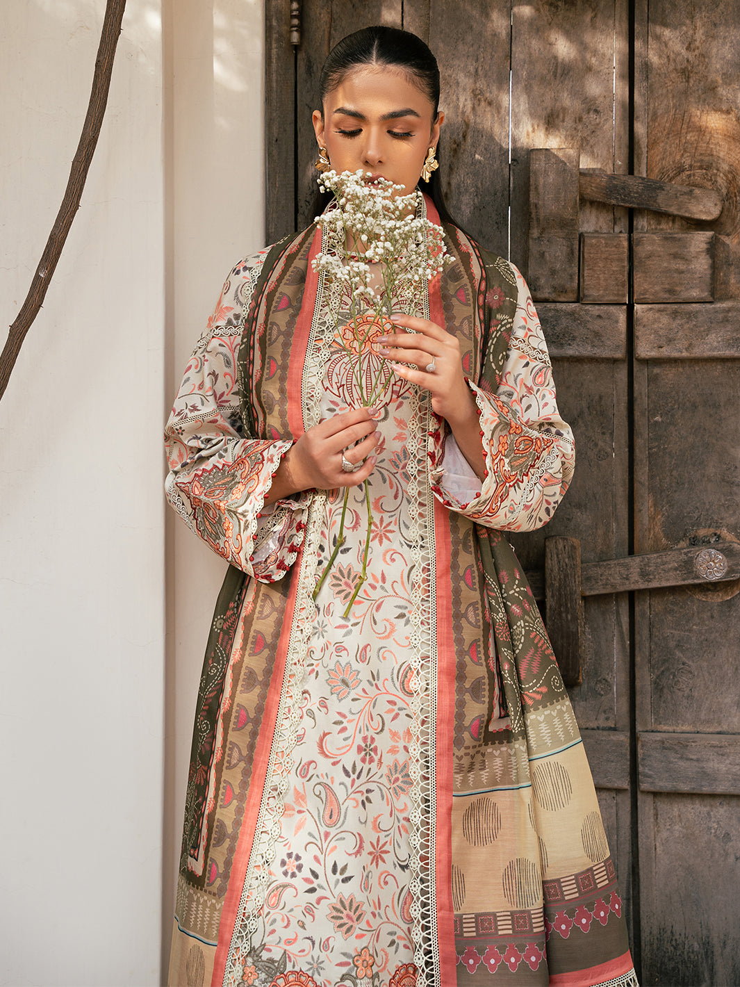 Bin Ilyas | Hazel Printed Lawn 25 | 2073 - A - Official Bin Ilyas stockist in UK - Sakeena London
