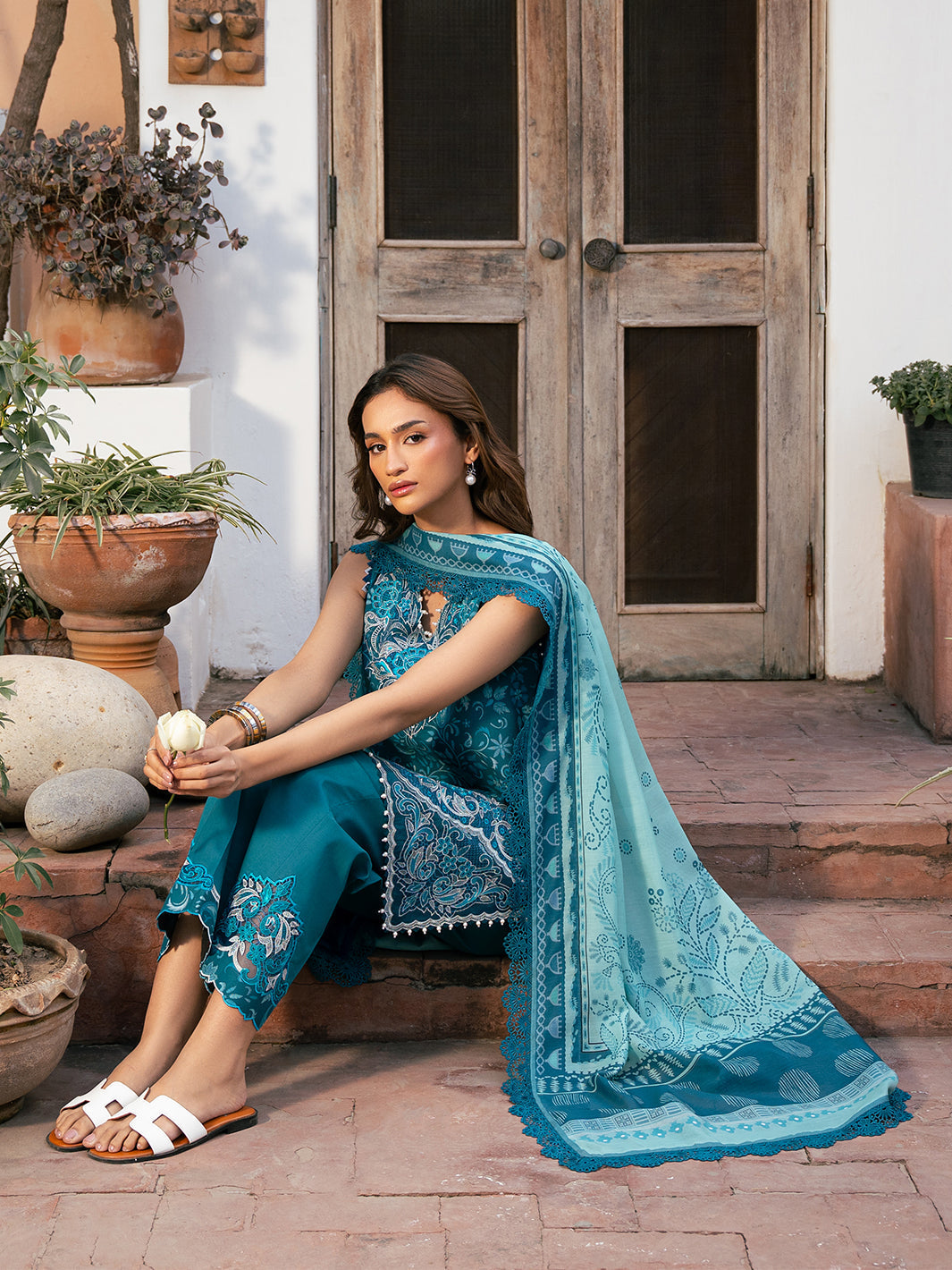 Bin Ilyas | Hazel Printed Lawn 25 | 2073 - B - Official Bin Ilyas stockist in UK - Sakeena London