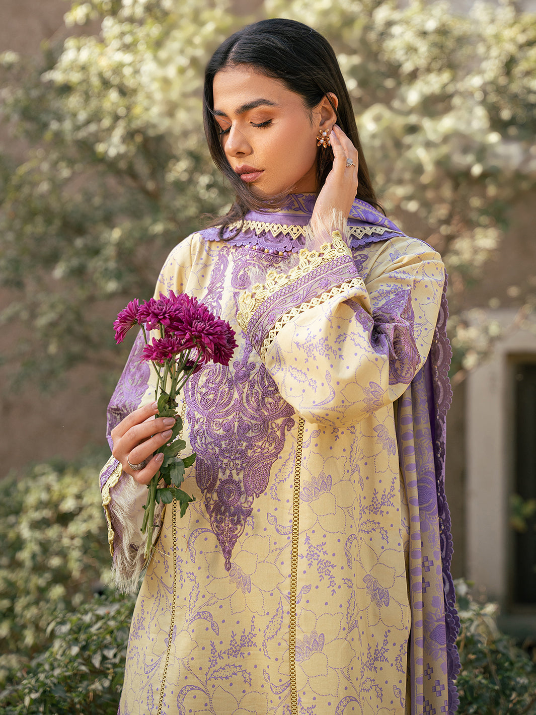 Bin Ilyas | Hazel Printed Lawn 25 | 2074 - A - Official Bin Ilyas stockist in UK - Sakeena London