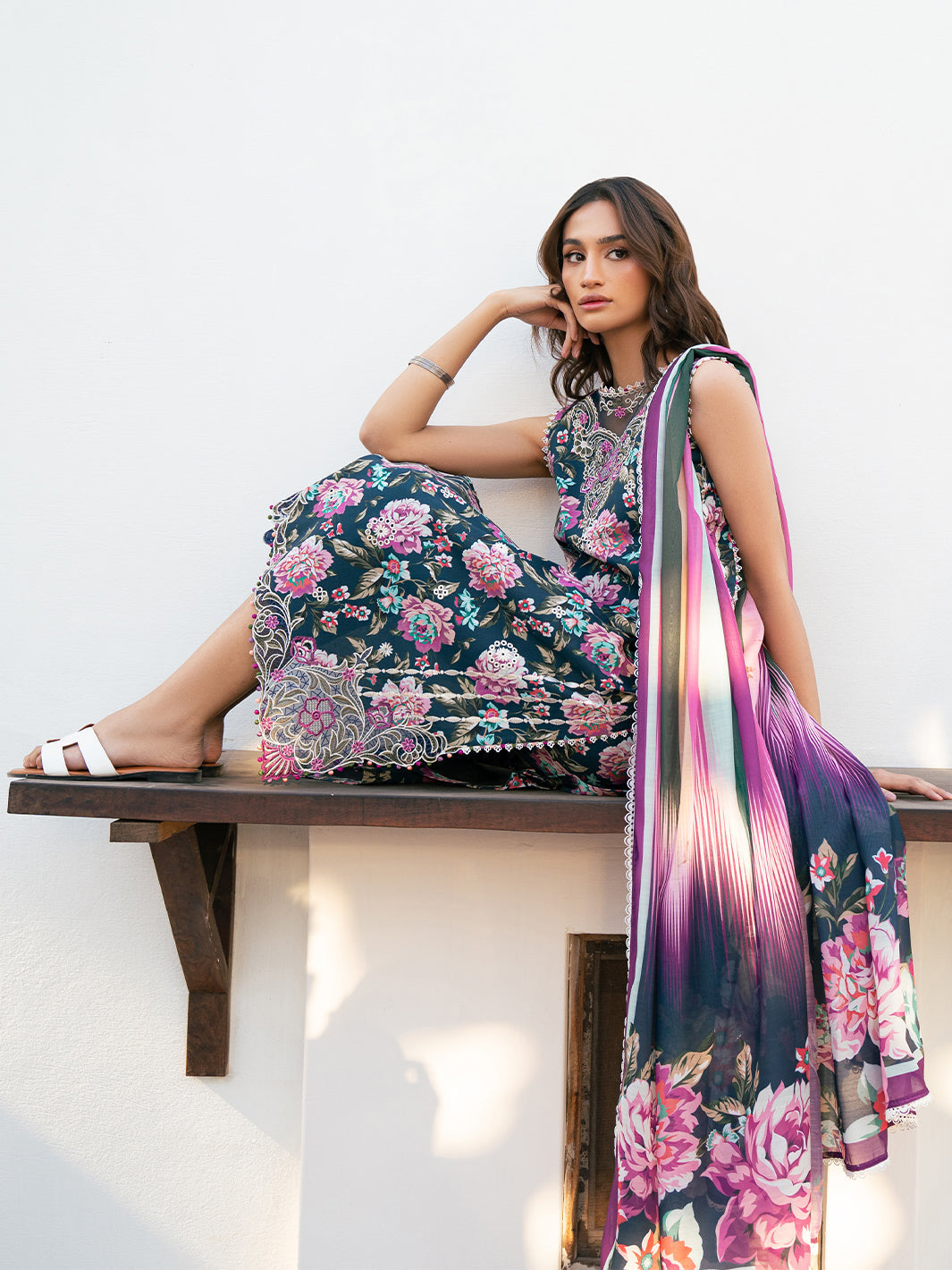 Bin Ilyas | Hazel Printed Lawn 25 | 2076 - A - Official Bin Ilyas stockist in UK - Sakeena London