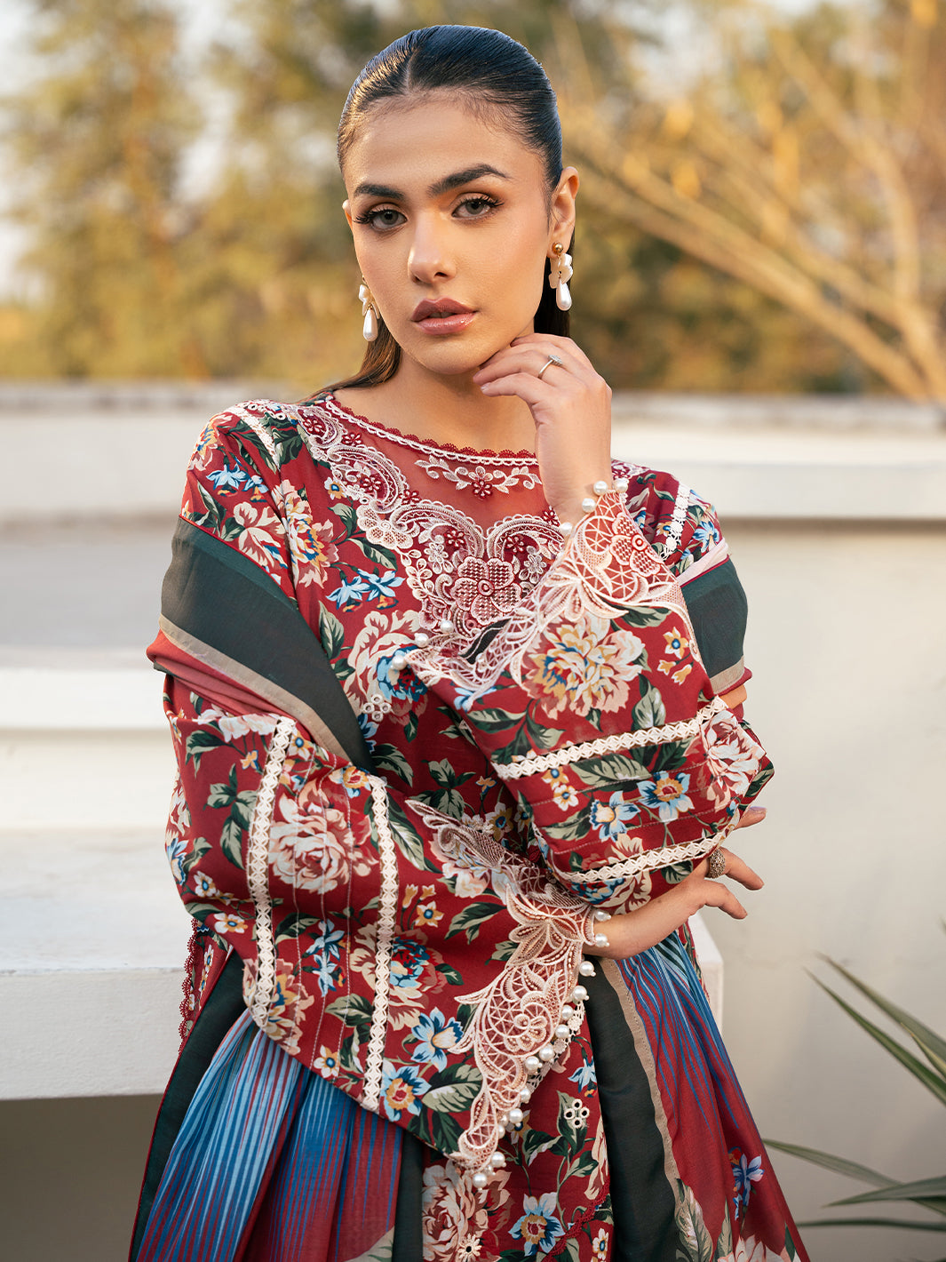 Bin Ilyas | Hazel Printed Lawn 25 | 2076 - B - Official Bin Ilyas stockist in UK - Sakeena London