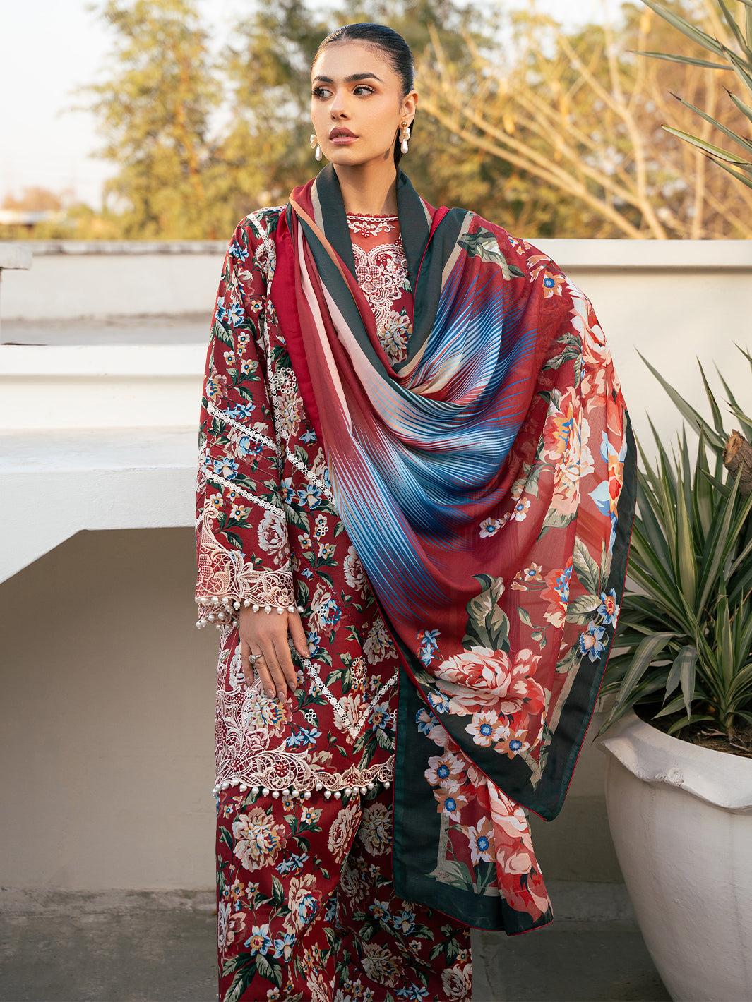 Bin Ilyas | Hazel Printed Lawn 25 | 2076 - B - Official Bin Ilyas stockist in UK - Sakeena London