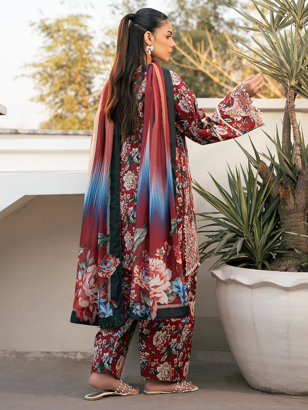 Bin Ilyas | Hazel Printed Lawn 25 | 2076 - B - Official Bin Ilyas stockist in UK - Sakeena London