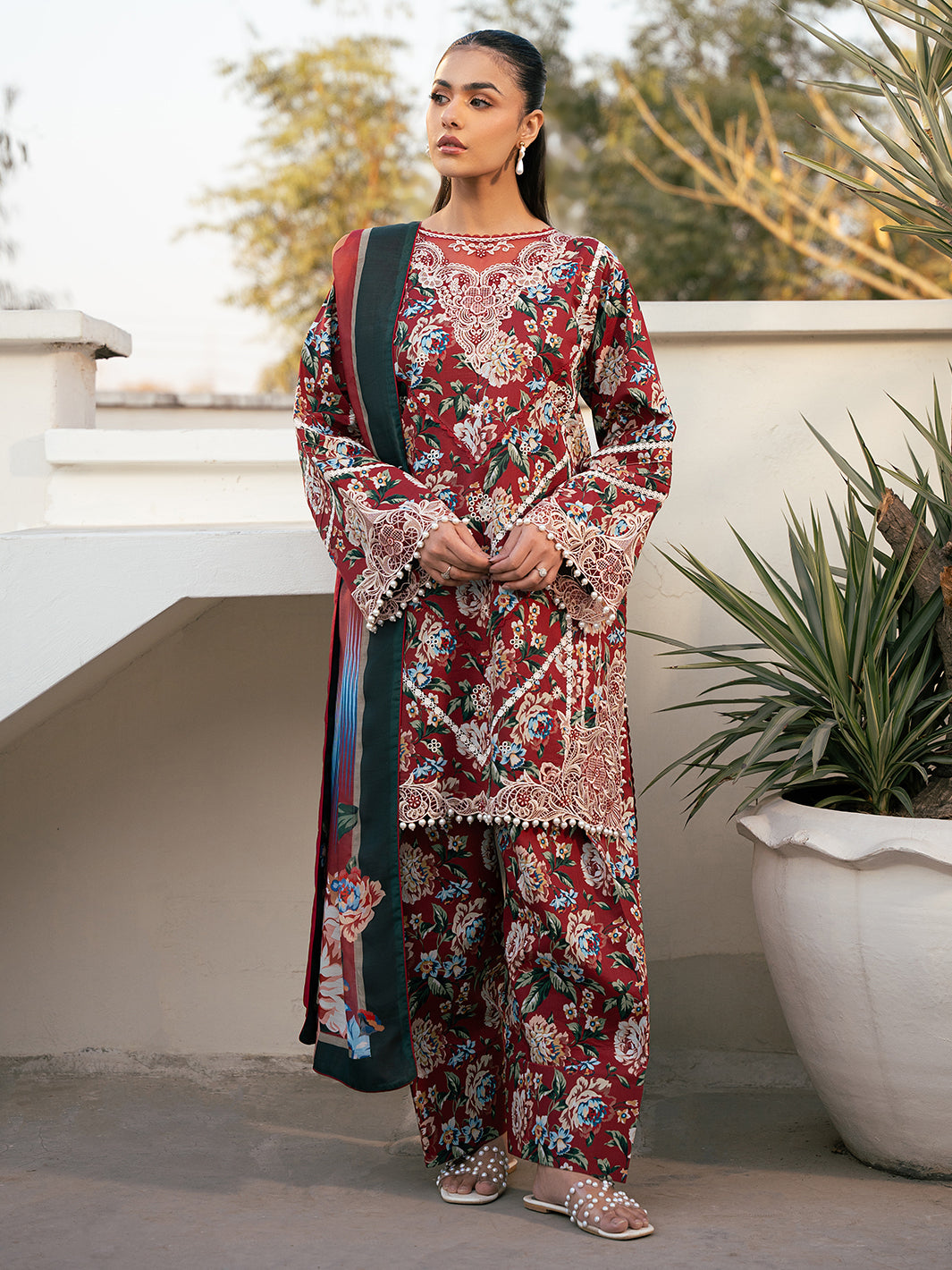 Bin Ilyas | Hazel Printed Lawn 25 | 2076 - B - Official Bin Ilyas stockist in UK - Sakeena London