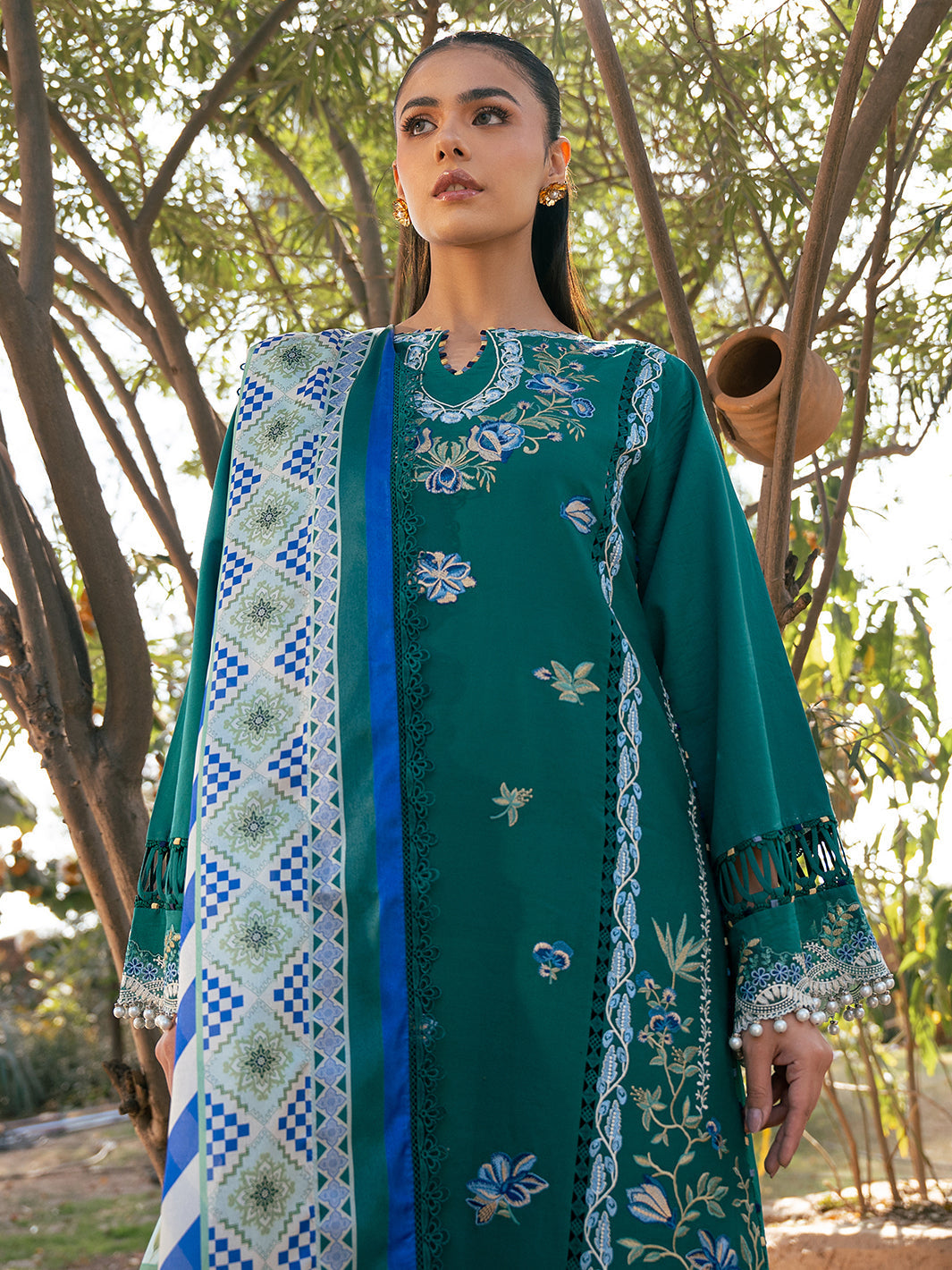 Bin Ilyas | Hazel Printed Lawn 25 | 2077 - A - Official Bin Ilyas stockist in UK - Sakeena London