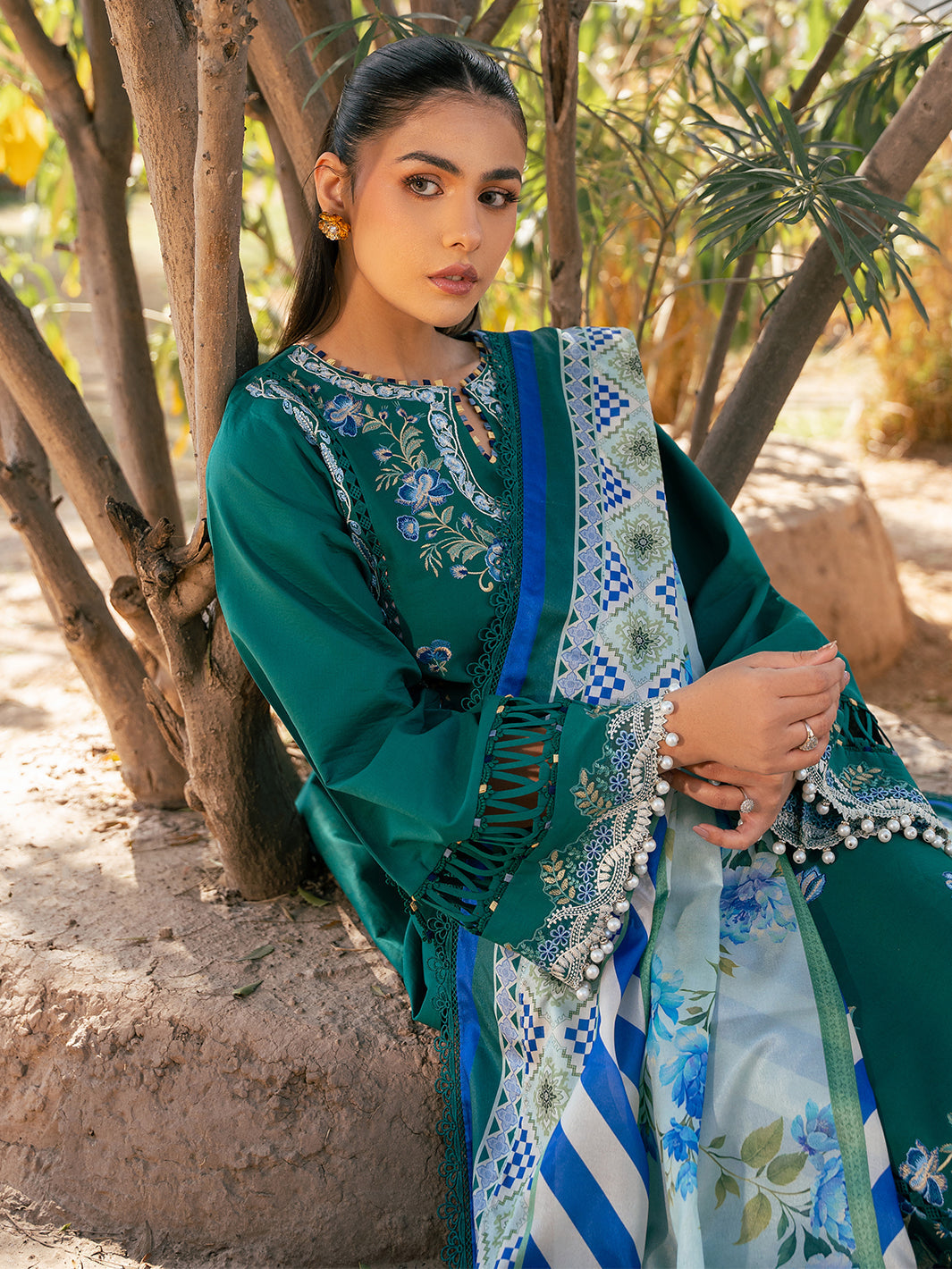 Bin Ilyas | Hazel Printed Lawn 25 | 2077 - A - Official Bin Ilyas stockist in UK - Sakeena London