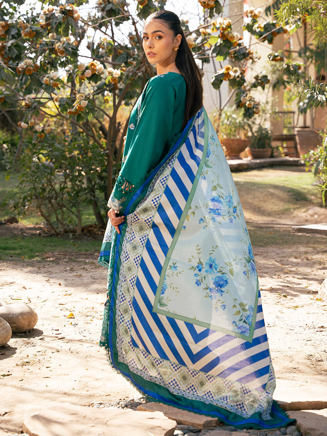 Bin Ilyas | Hazel Printed Lawn 25 | 2077 - A - Official Bin Ilyas stockist in UK - Sakeena London
