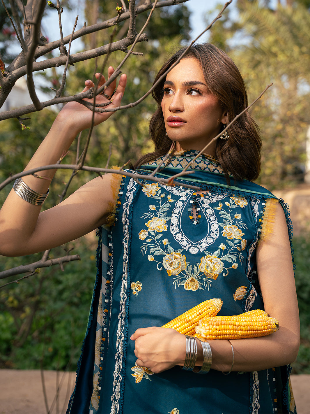 Bin Ilyas | Hazel Printed Lawn 25 | 2077 - B - Official Bin Ilyas stockist in UK - Sakeena London
