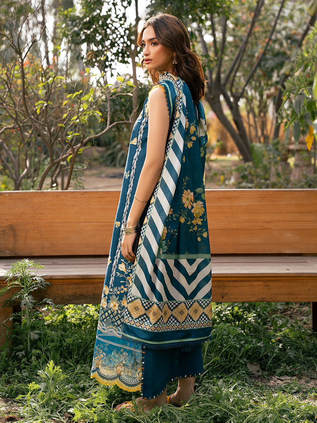 Bin Ilyas | Hazel Printed Lawn 25 | 2077 - B - Official Bin Ilyas stockist in UK - Sakeena London