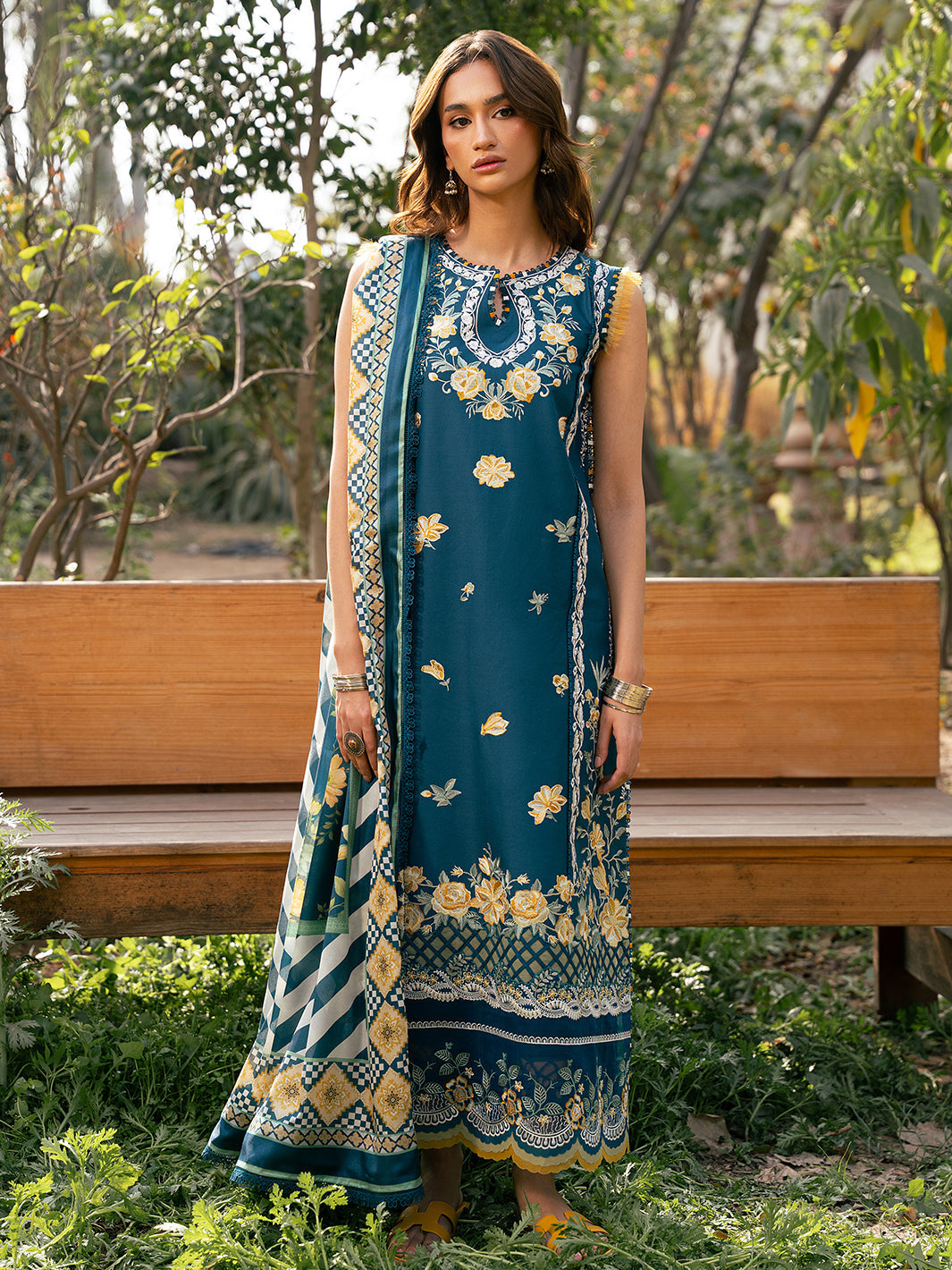 Bin Ilyas | Hazel Printed Lawn 25 | 2077 - B - Official Bin Ilyas stockist in UK - Sakeena London