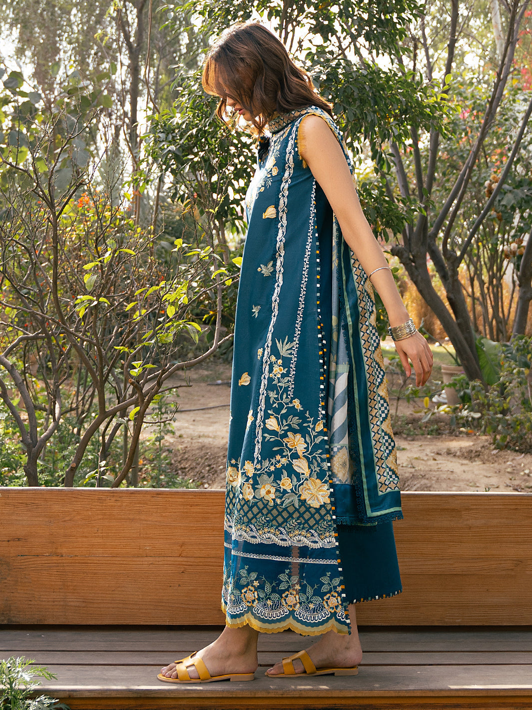 Bin Ilyas | Hazel Printed Lawn 25 | 2077 - B - Official Bin Ilyas stockist in UK - Sakeena London