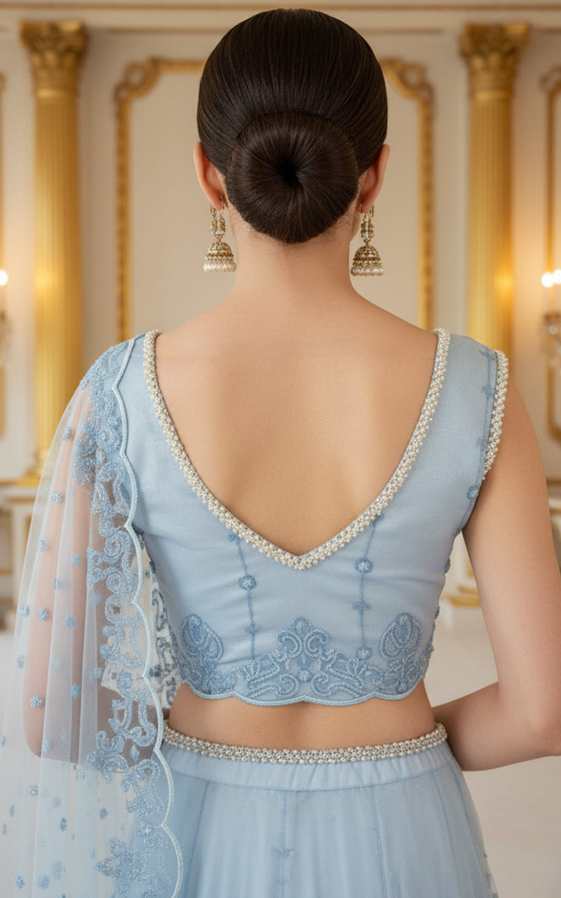 Threads and Motifs | Formal Dresses 25 | Embroidered Blouse With Skirt Saree - Official Threads and Motifs stockist in UK - Sakeena London