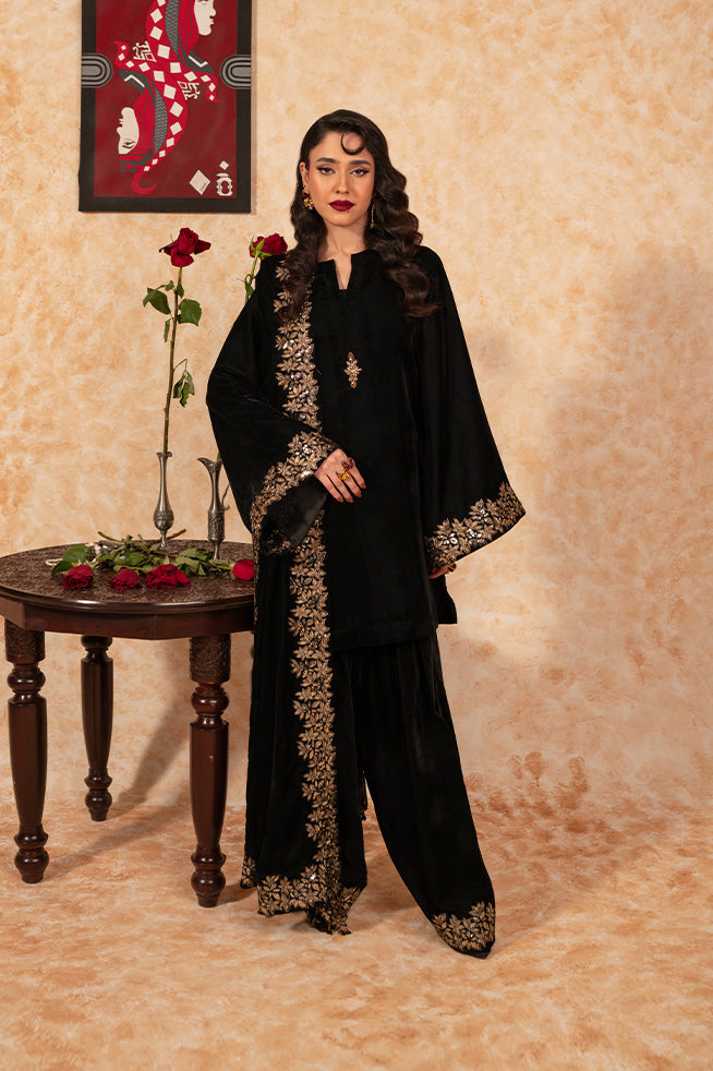 Fozia Khalid | Velvet Deck | Ebony - Official Fozia Khalid stockist in UK - Sakeena London