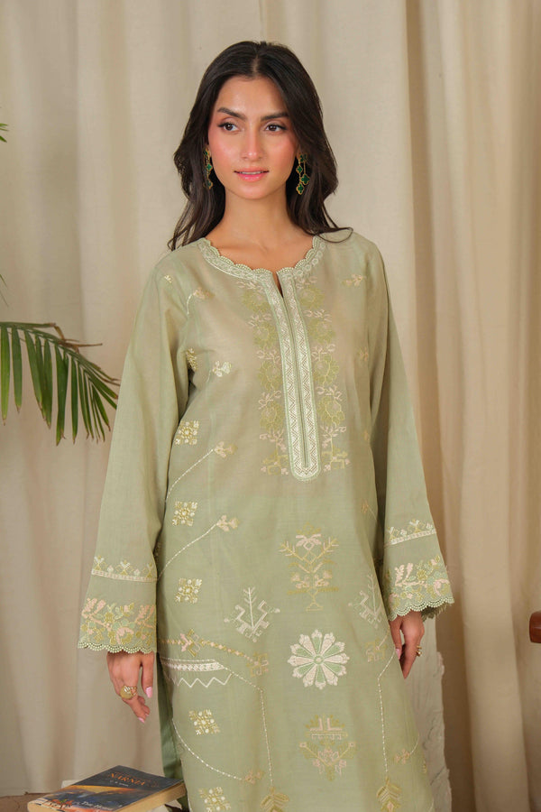 Noor by Saadia Asad | Noor Pret 25 | D4 - Muted Green - Official Noor by Saadia Asad stockist in UK - Sakeena London