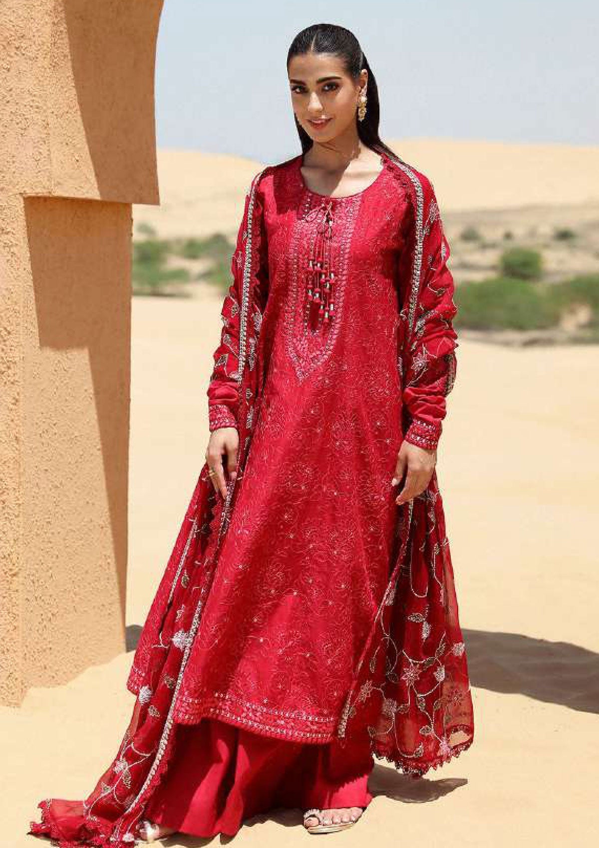 Lawn Collection - Cross Stitch - Eid Lawn 2 - SL24#16 - Vermillion Scarlet