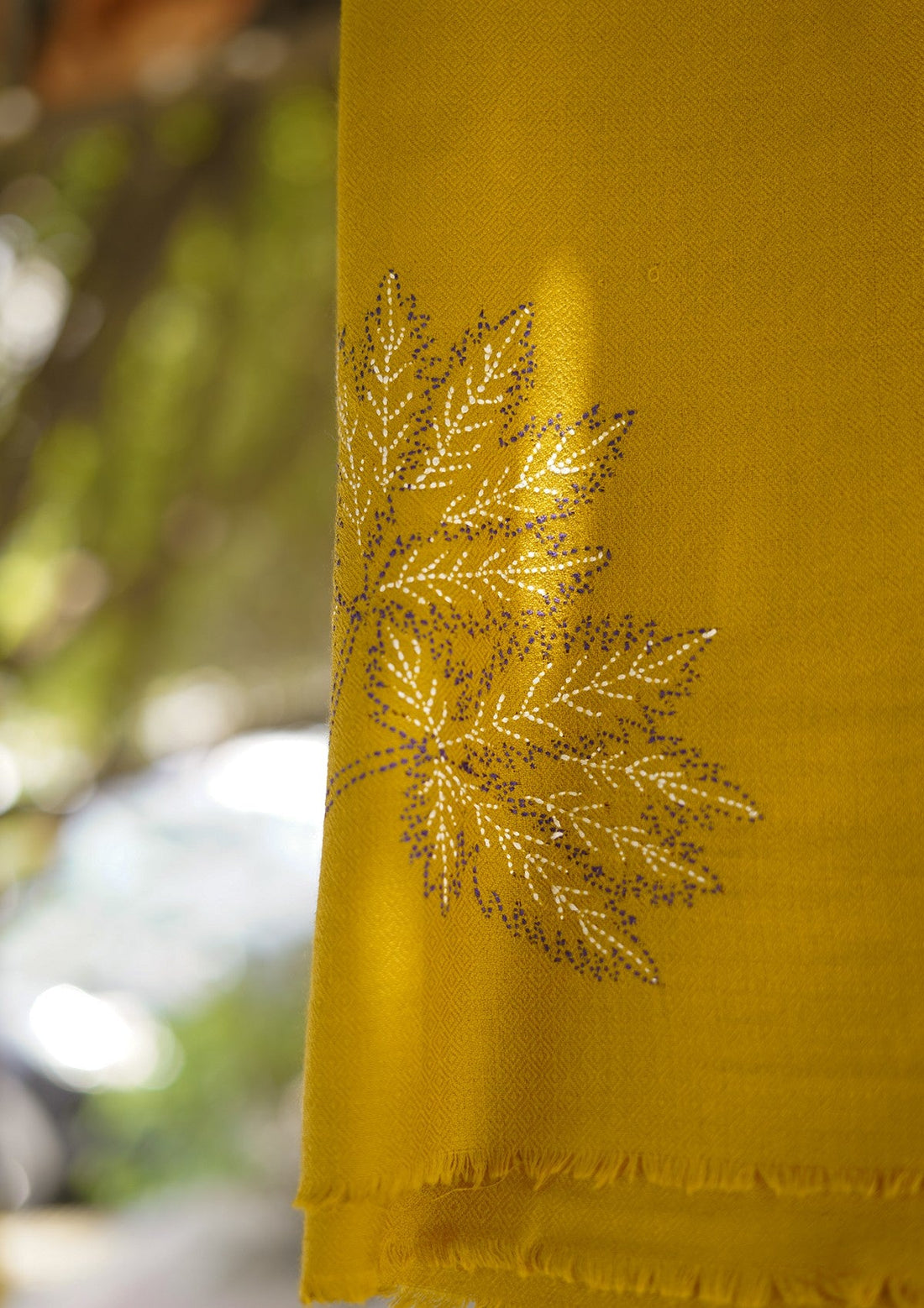 Wool Needle Work Shawl D - 57 - Mustard