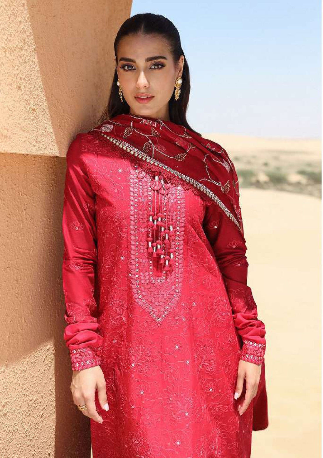 Lawn Collection - Cross Stitch - Eid Lawn 2 - SL24#16 - Vermillion Scarlet