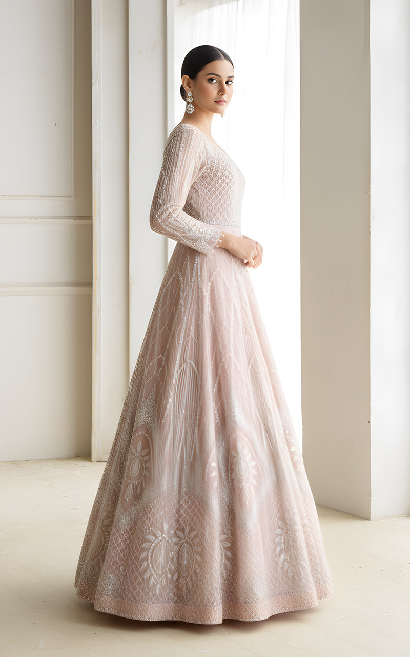 Threads and Motifs | Formal Dresses 25 | Net Embroidered Maxi - Official Threads and Motifs stockist in UK - Sakeena London