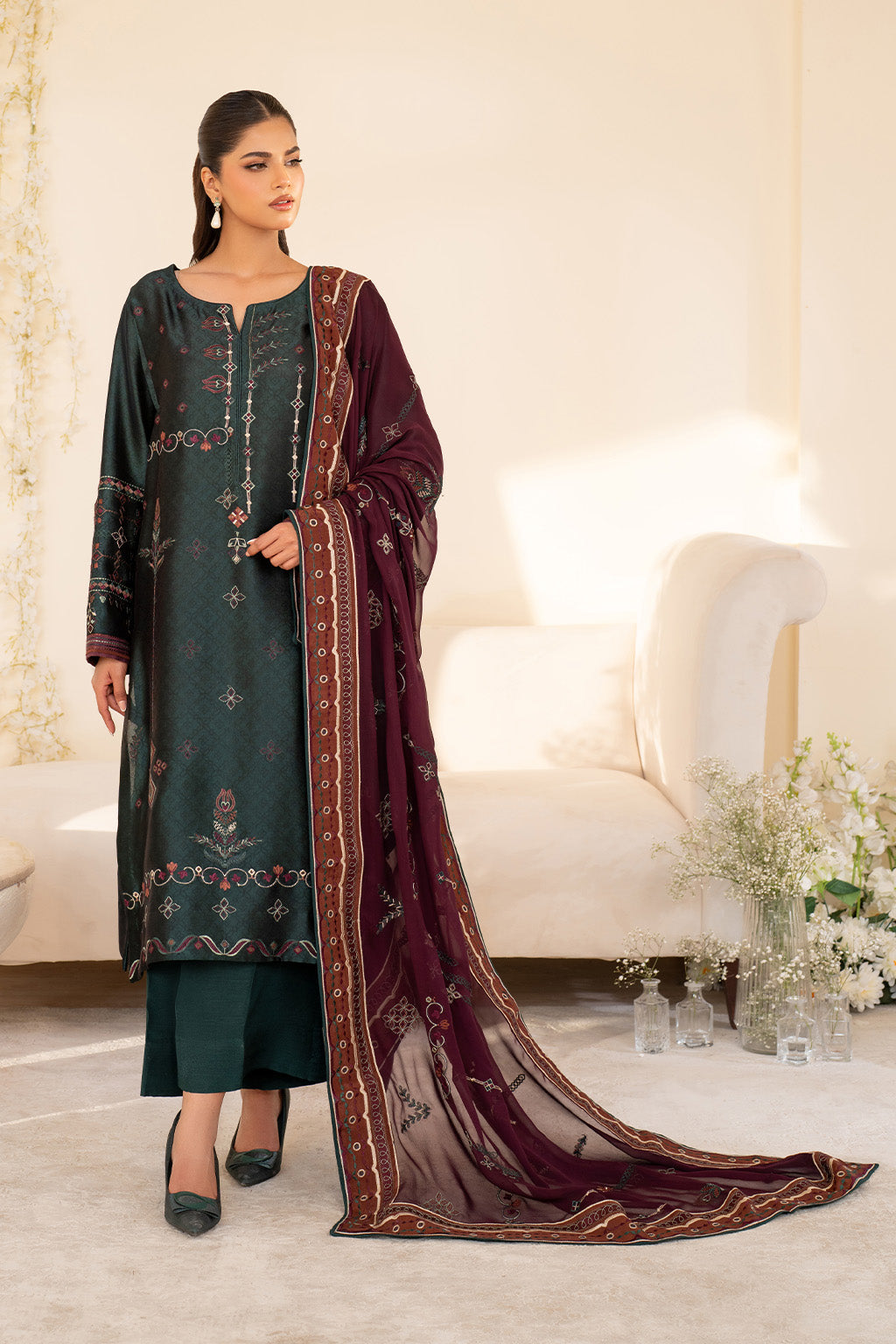 Iznik | Festive Formal | UE-435 Embroidered Pure silk - Official Iznik stockist in UK - Sakeena London