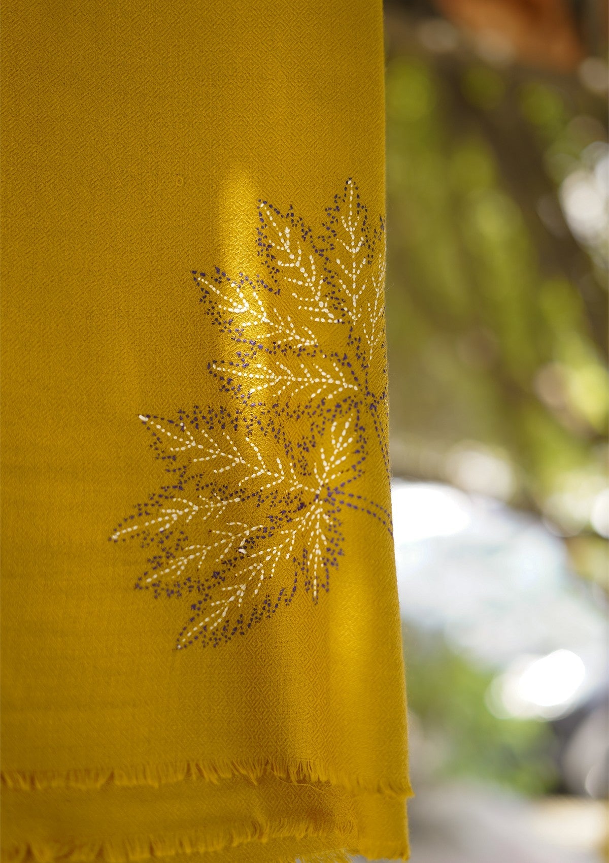 Wool Needle Work Shawl D - 57 - Mustard