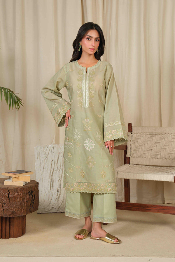 Noor by Saadia Asad | Noor Pret 25 | D4 - Muted Green - Official Noor by Saadia Asad stockist in UK - Sakeena London