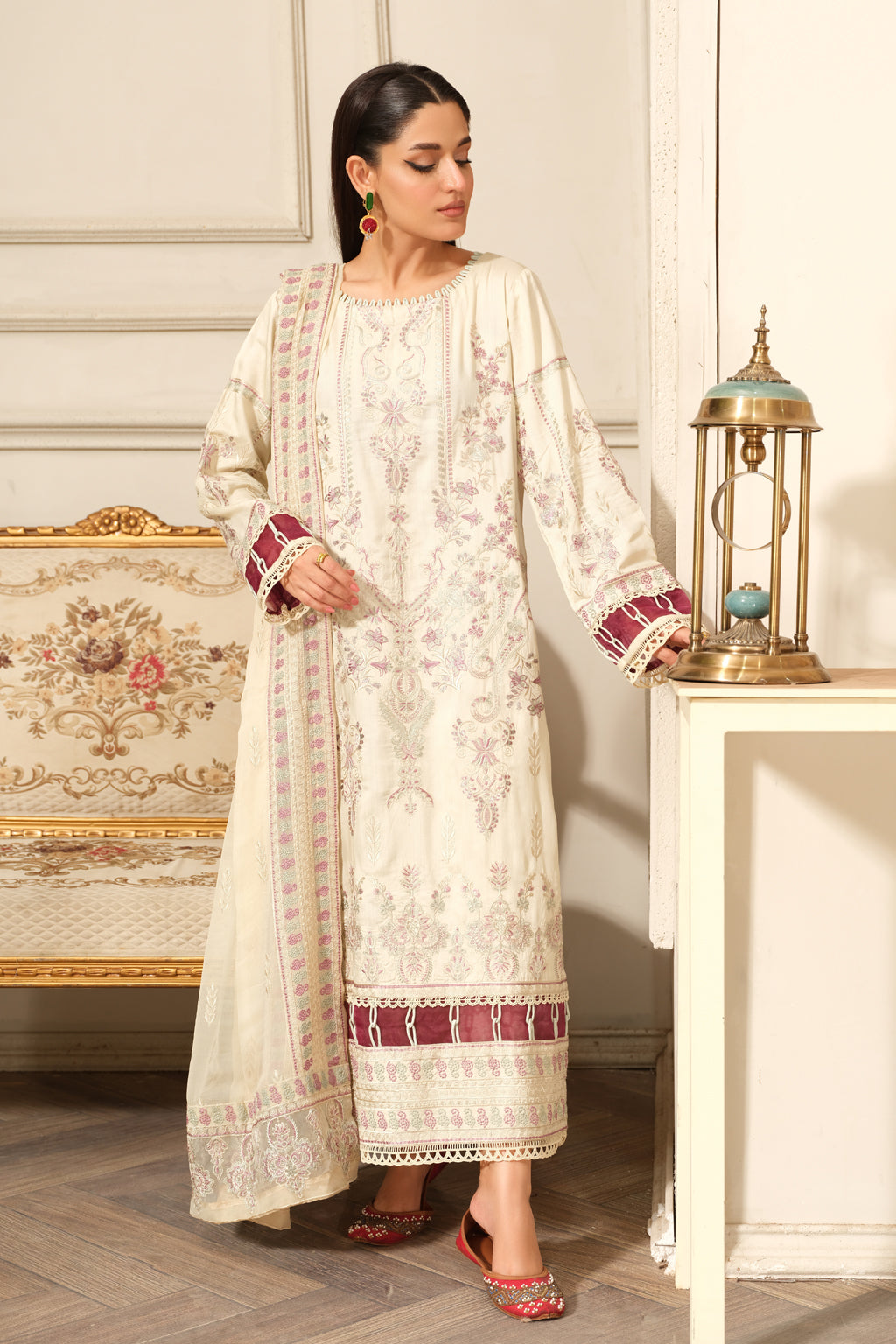 Johra | Silsila Embroidered Viscose | JH-258-SIL - Official Johra stockist in UK - Sakeena London
