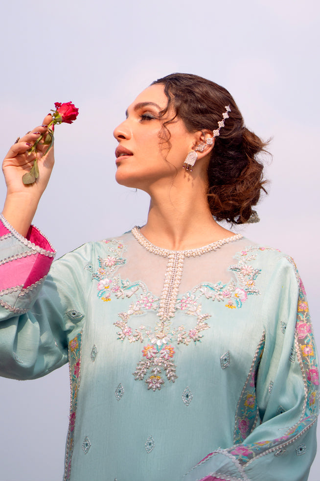 Fozia Khalid | Kahani Silk Luxury Dresses | Amber - Official Fozia Khalid stockist in UK - Sakeena London