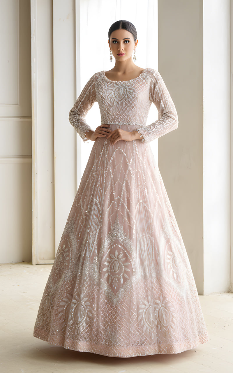 Threads and Motifs | Formal Dresses 25 | Net Embroidered Maxi - Official Threads and Motifs stockist in UK - Sakeena London