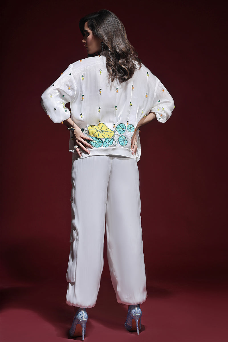 Wardha Saleem | Luxury Pret Fusion Wear | ZARA BOMBER JACKET WITH CARGO PANTS (2PC) - Official Wardha Saleem stockist in UK - Sakeena London