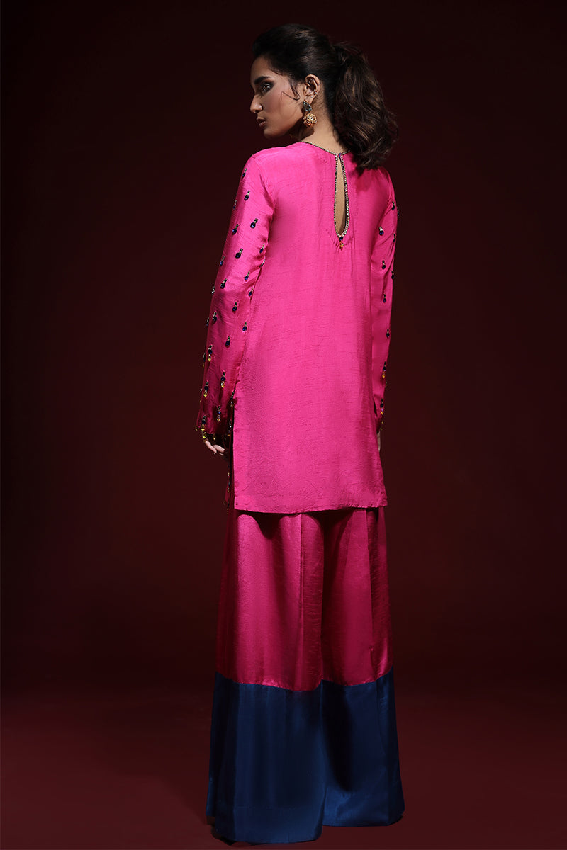 Wardha Saleem | Luxury Pret Fusion Wear | LUXURA (HOT PINK) CORD-SET (2PC) - Official Wardha Saleem stockist in UK - Sakeena London