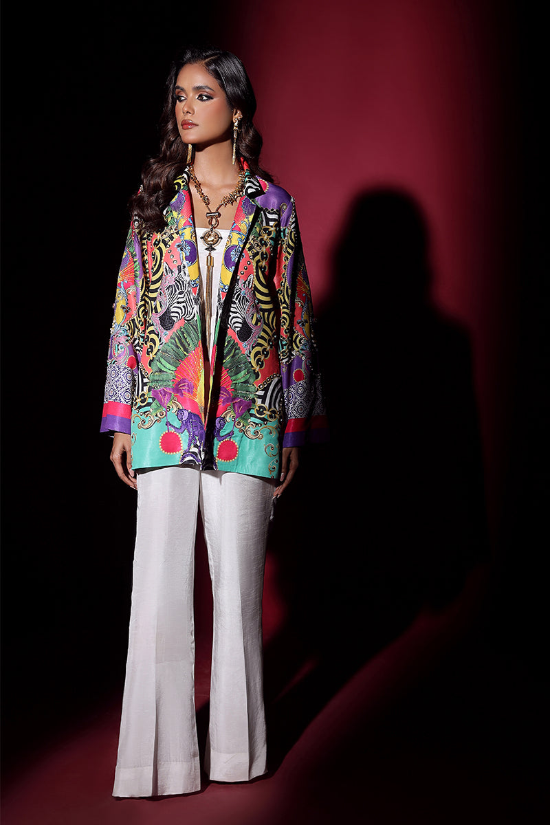 Wardha Saleem | Luxury Pret Fusion Wear | SAFARI JACKET WITH JUMPSUIT (2PC) - Official Wardha Saleem stockist in UK - Sakeena London