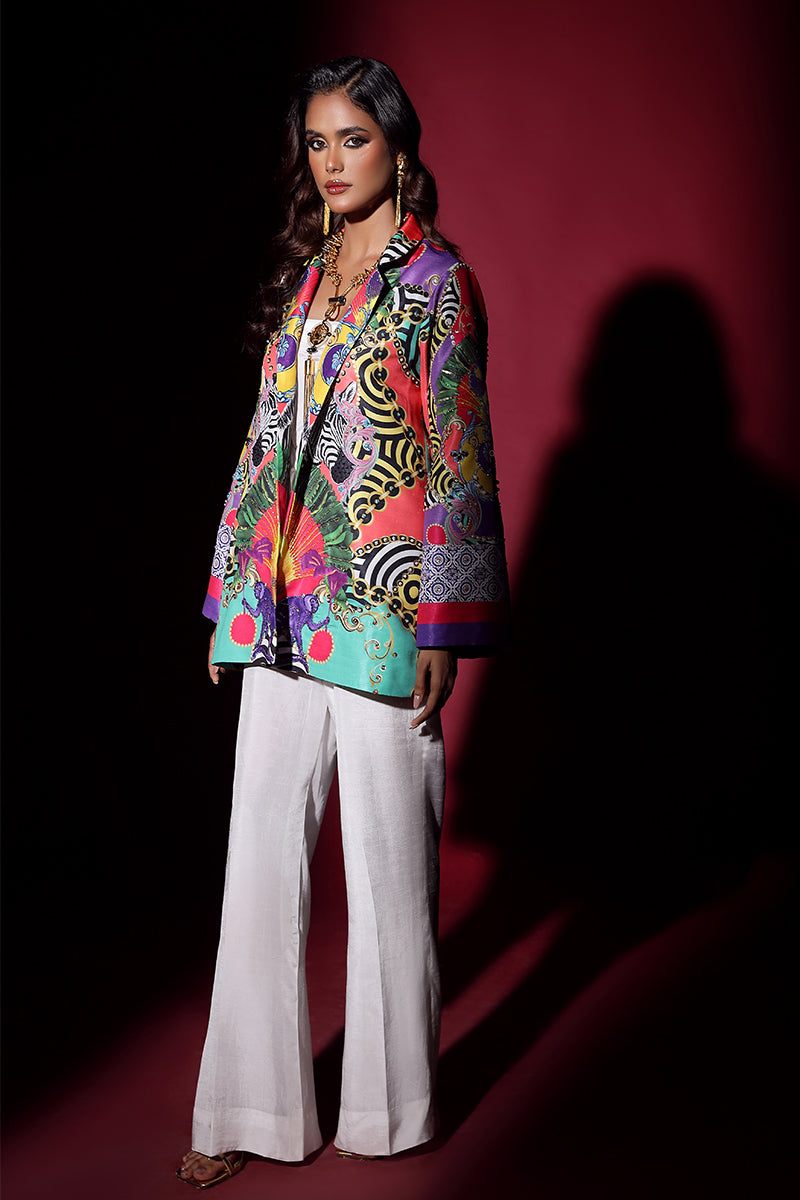 Wardha Saleem | Luxury Pret Fusion Wear | SAFARI JACKET WITH JUMPSUIT (2PC) - Official Wardha Saleem stockist in UK - Sakeena London