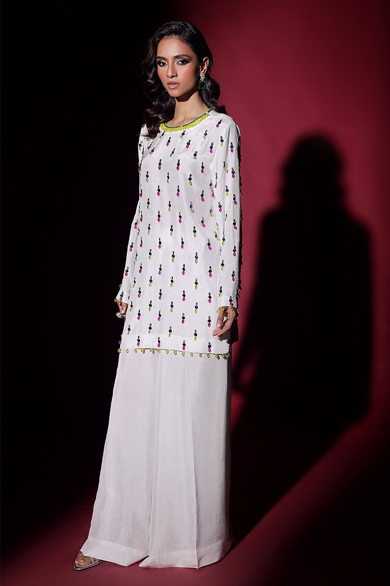 Wardha Saleem | Luxury Pret Fusion Wear | LUXURA (WHITE) CORD-SET (2PC) - Official Wardha Saleem stockist in UK - Sakeena London