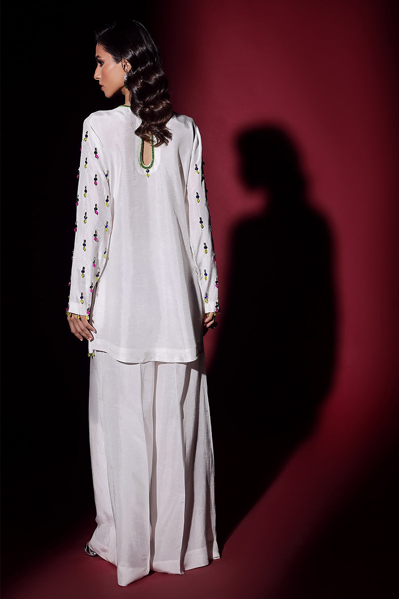 Wardha Saleem | Luxury Pret Fusion Wear | LUXURA (WHITE) CORD-SET (2PC) - Official Wardha Saleem stockist in UK - Sakeena London