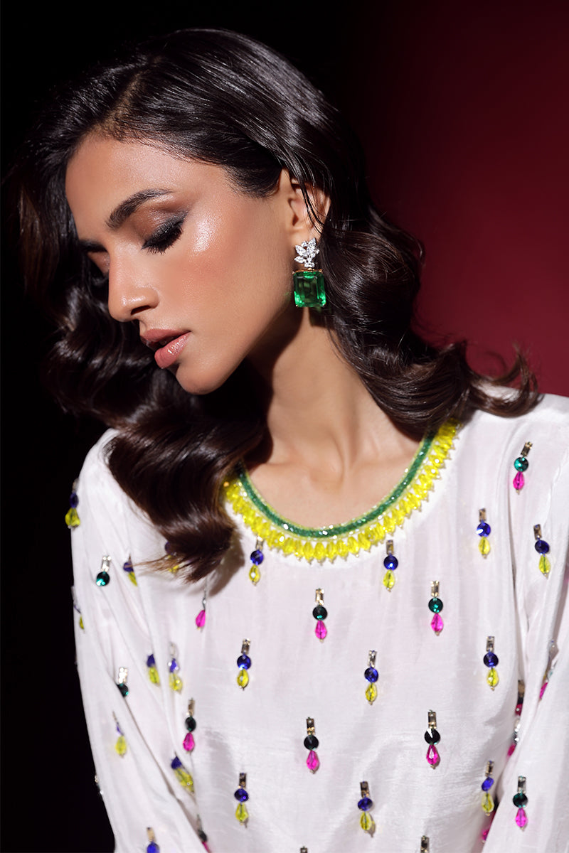 Wardha Saleem | Luxury Pret Fusion Wear | LUXURA (WHITE) CORD-SET (2PC) - Official Wardha Saleem stockist in UK - Sakeena London
