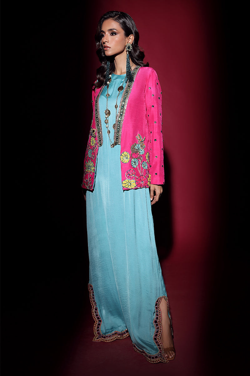Wardha Saleem | Luxury Pret Fusion Wear | IVY JACKET WITH DRAPE (2PC) - Official Wardha Saleem stockist in UK - Sakeena London