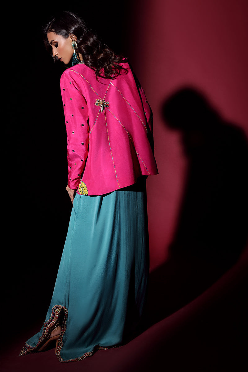 Wardha Saleem | Luxury Pret Fusion Wear | IVY JACKET WITH DRAPE (2PC) - Official Wardha Saleem stockist in UK - Sakeena London
