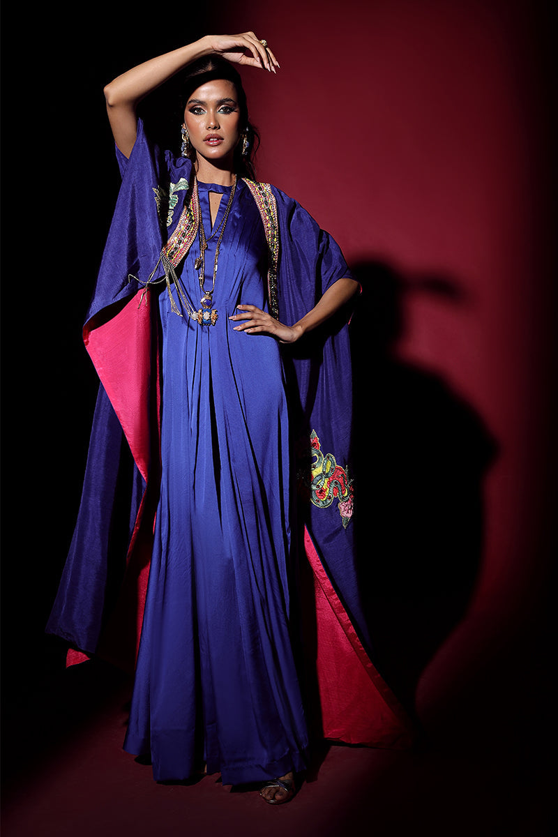 Wardha Saleem | Luxury Pret Fusion Wear | NOVA CAPE WITH DRAPE (2PC) - Official Wardha Saleem stockist in UK - Sakeena London