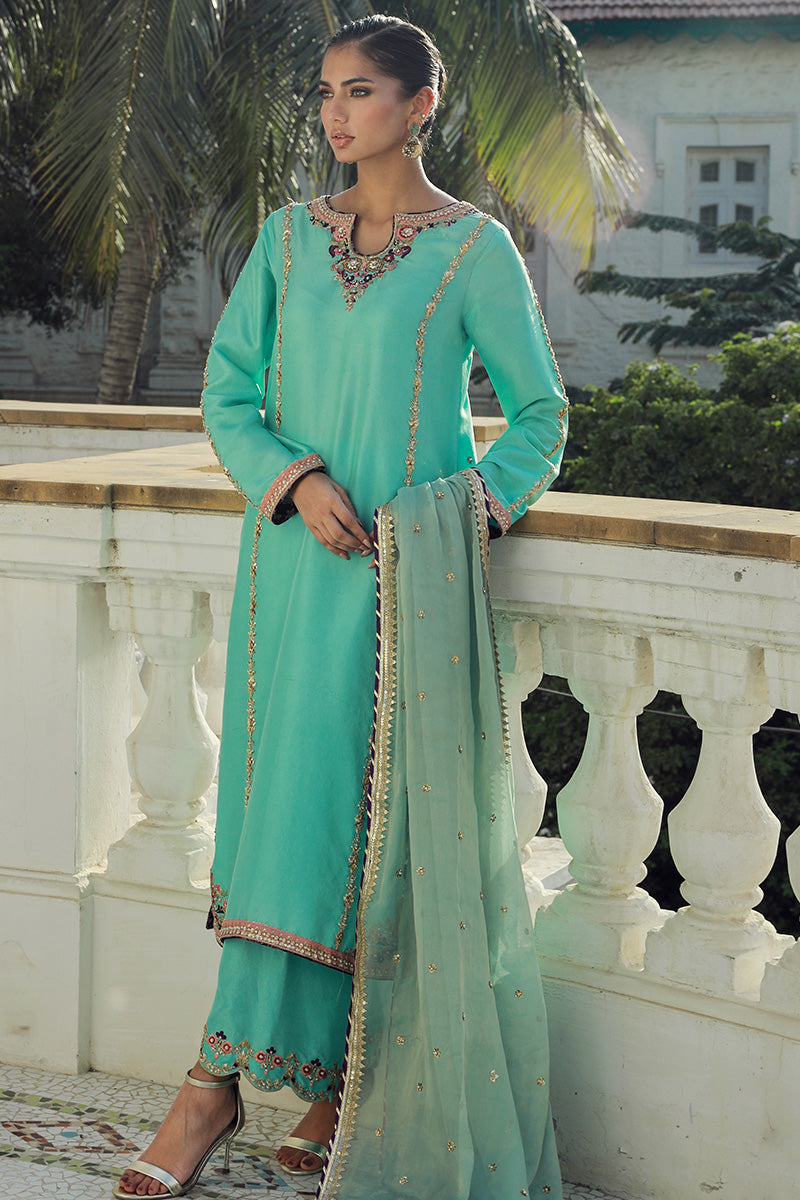 Sana Abbas | Velvet Formals | AQUAMARINE - Official Sana Abbas stockist in UK - Sakeena London