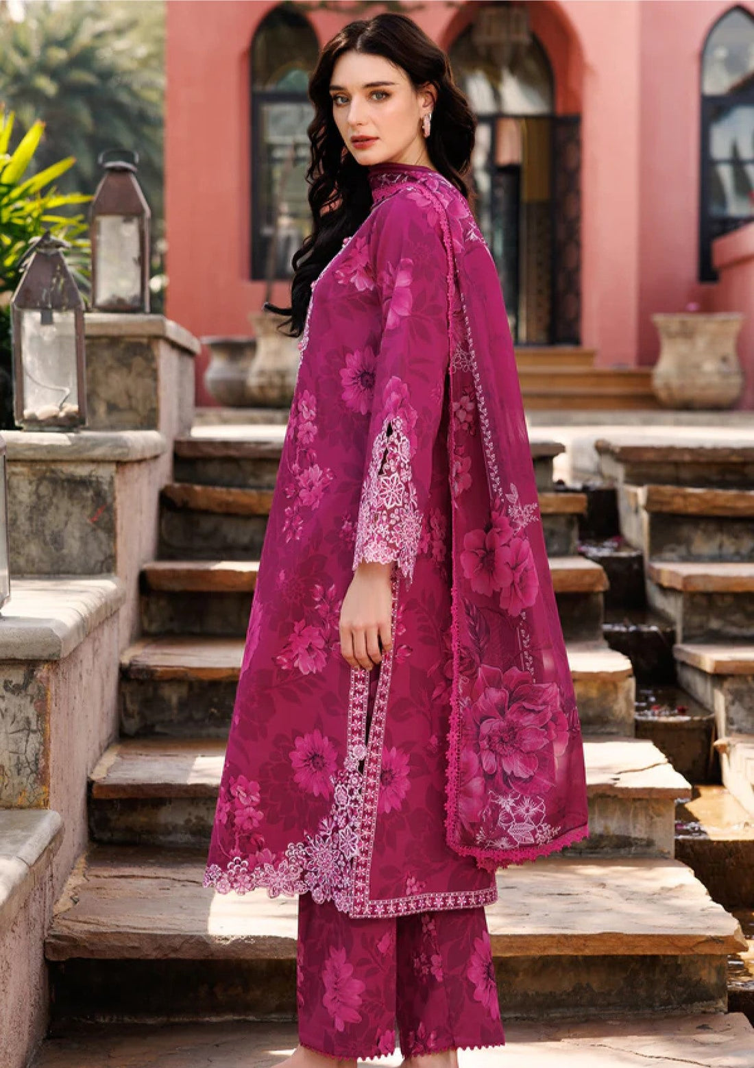Lawn - Farasha - Aurea - Eid Summer 25 - Fuchsia Flare