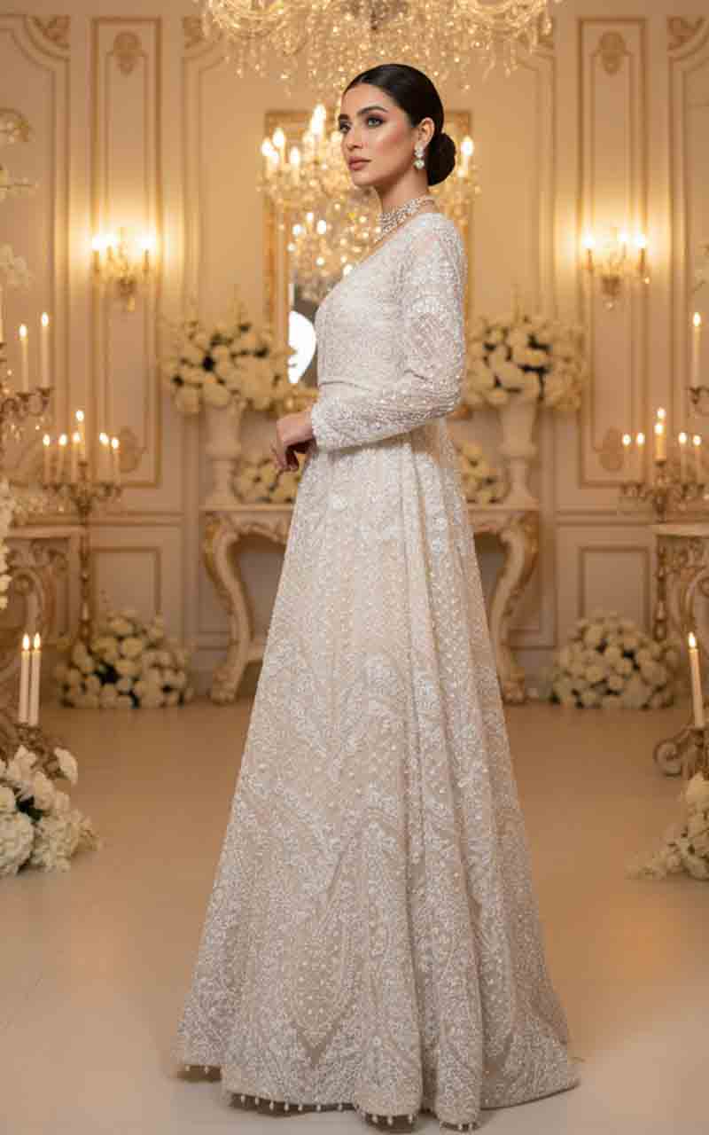 Threads and Motifs | Formal Dresses 25 | Net Embroidered Maxi - Official Threads and Motifs stockist in UK - Sakeena London