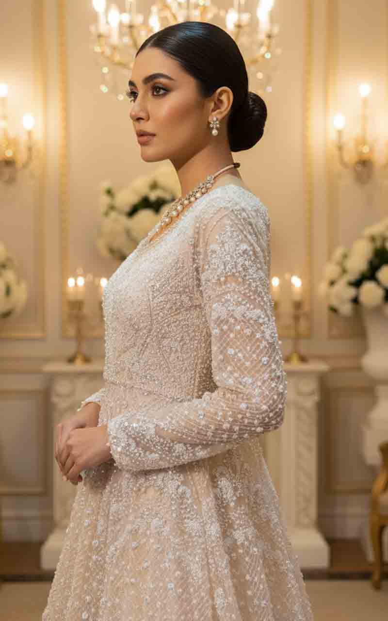 Threads and Motifs | Formal Dresses 25 | Net Embroidered Maxi - Official Threads and Motifs stockist in UK - Sakeena London