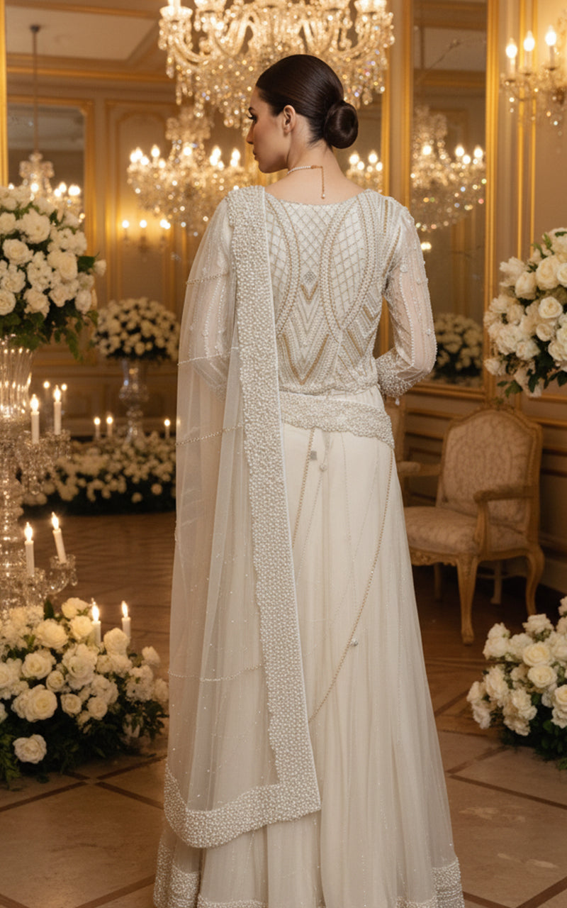 Threads and Motifs | Formal Dresses 25 | Net Embroidered Saree - Official Threads and Motifs stockist in UK - Sakeena London