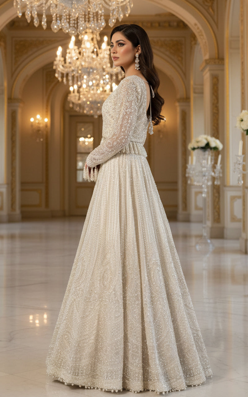 Threads and Motifs | Formal Dresses 25 | Net Embroidered Blouse and Lehenga - Official Threads and Motifs stockist in UK - Sakeena London