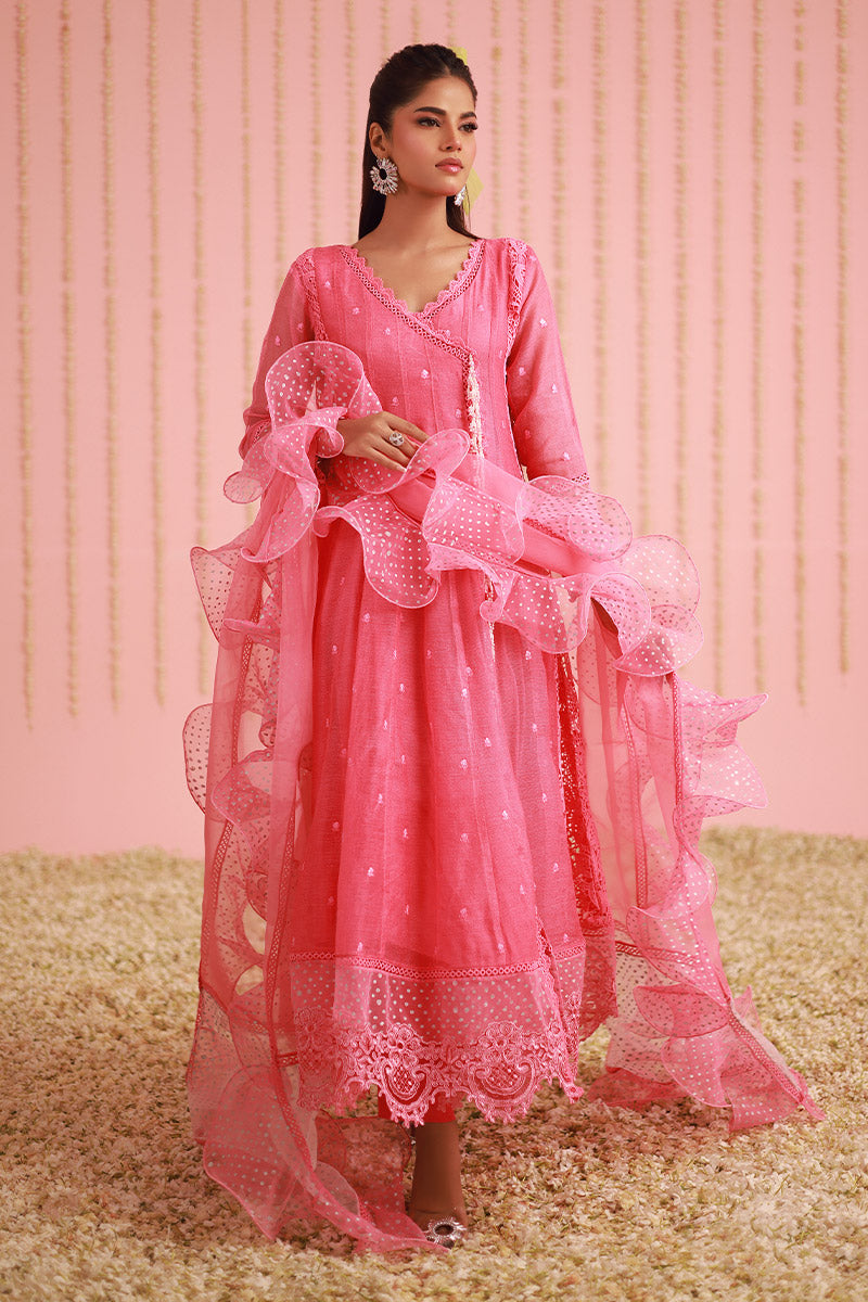 Chic Ophicial | Ruffles Collection | Candy pink Angrakha - Official Chic Ophicial stockist in UK - Sakeena London
