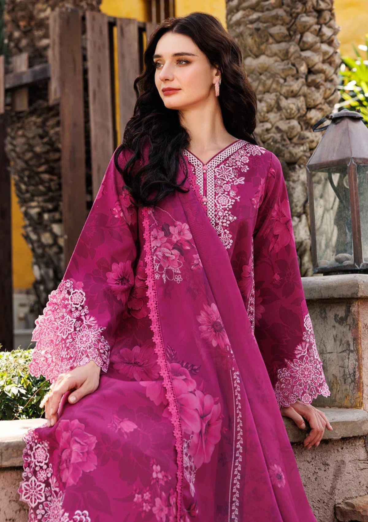 Lawn - Farasha - Aurea - Eid Summer 25 - Fuchsia Flare